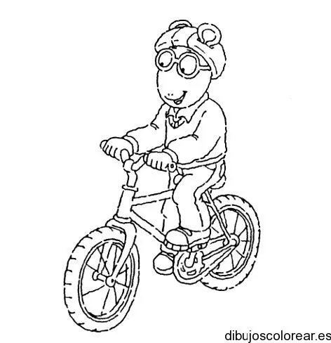 Dibujo de un niño en bicicleta con casco | Dibujos para Colorear