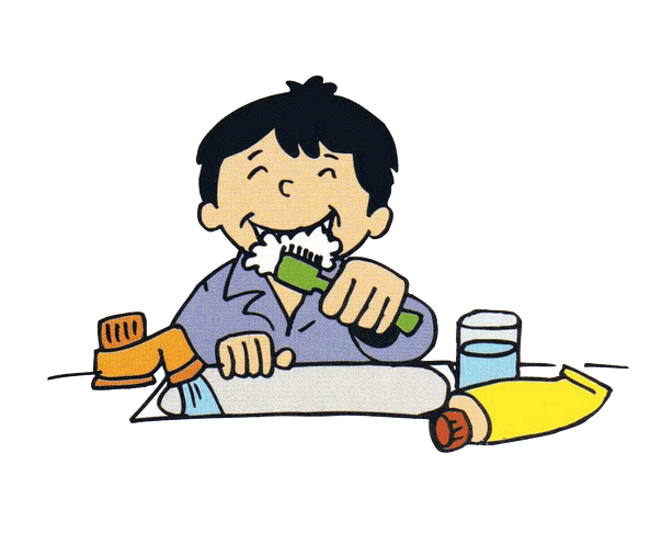 Dibujo de unos niños cepillandose los dientes - Imagui