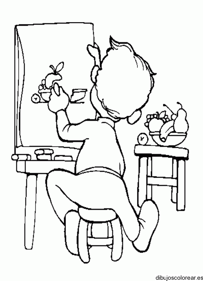 Dibujo de un niño dibujando | Dibujos para Colorear Dibujo de un niño dibujando | Dibujos para Colorear