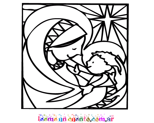 Dibujo del niño Jesús María para colorear. Dibujos navideños para ...