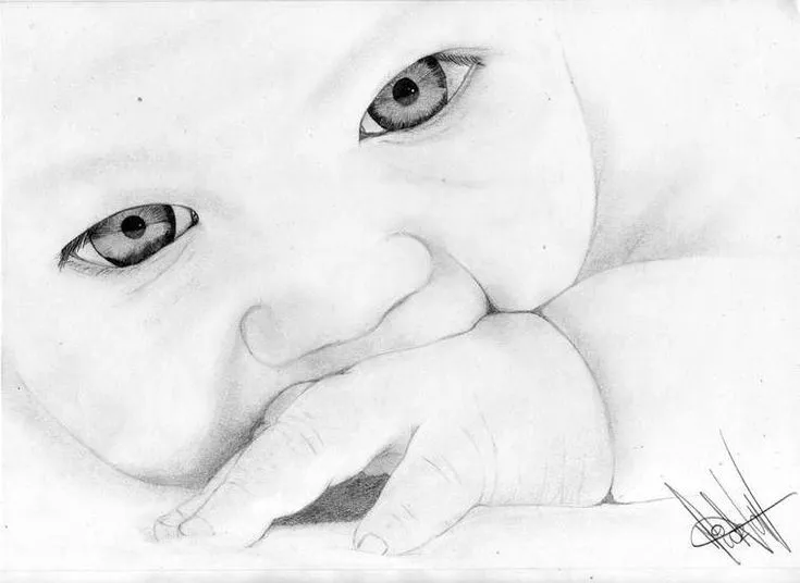 dibujo de un niño hecho a lapiz | Art | Pinterest | Dibujo, Bebe ...