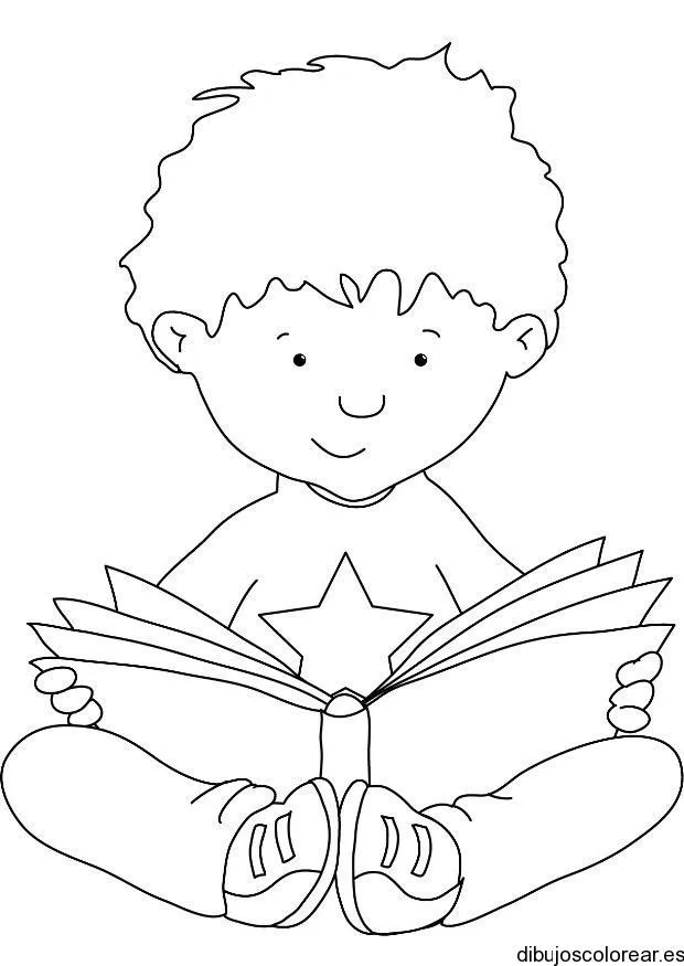 Dibujo de un niño leyendo un libro | Dibujos para Colorear | class ...