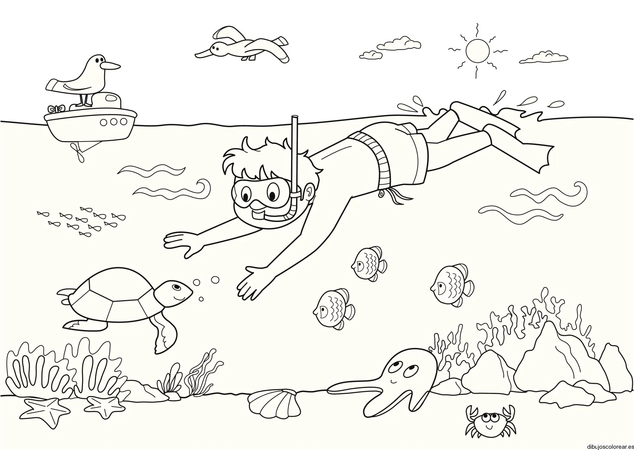 Dibujo de un niño nadando | Dibujos para Colorear Dibujo de un niño nadando | Dibujos para Colorear