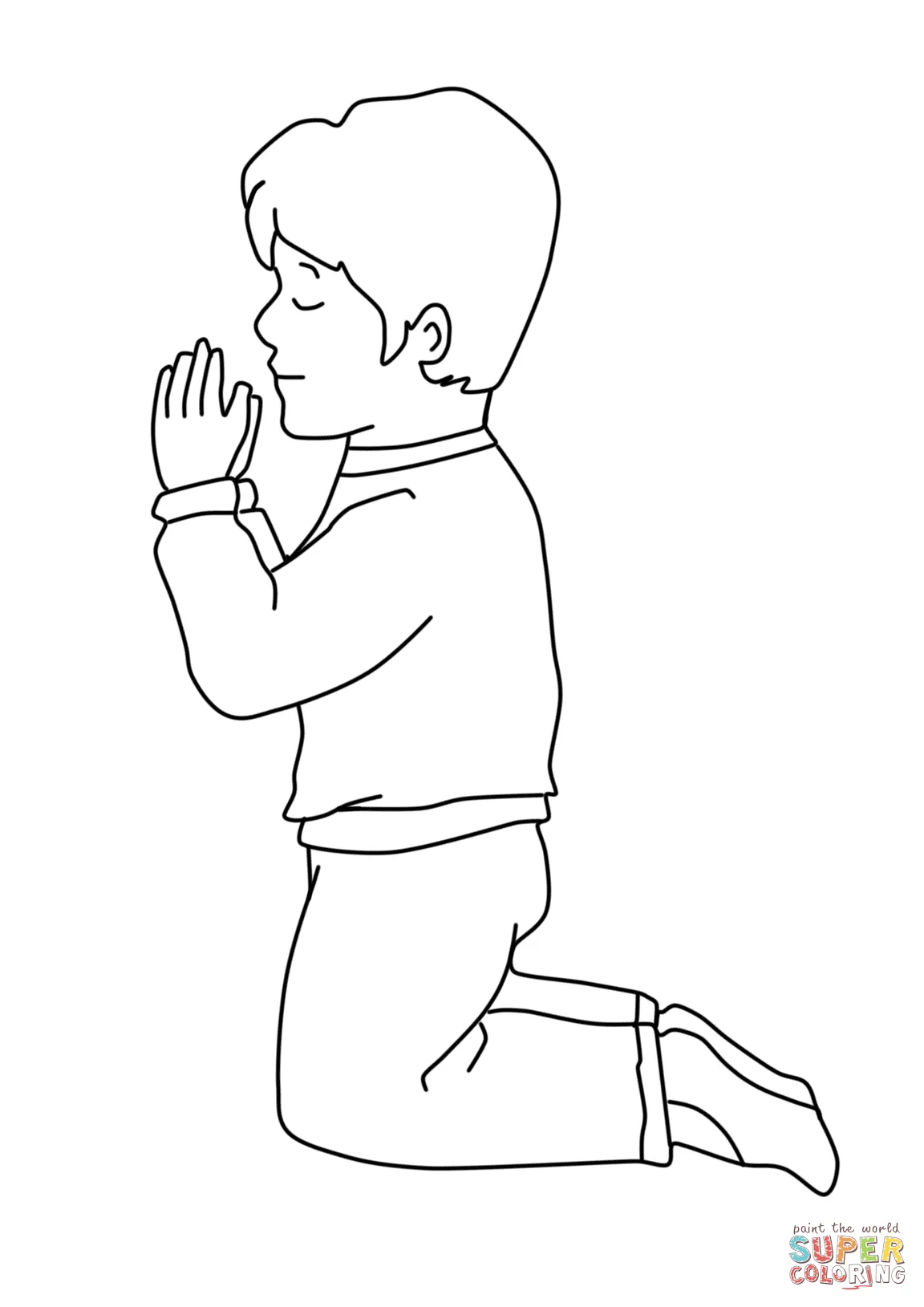 Dibujo de Niño de oración para colorear | Dibujos para colorear imprimir  gratis