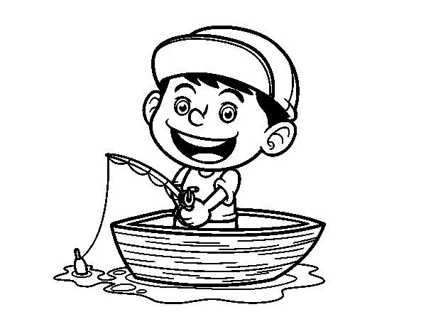 Dibujo de Niño pescando para Colorear - Dibujos.net