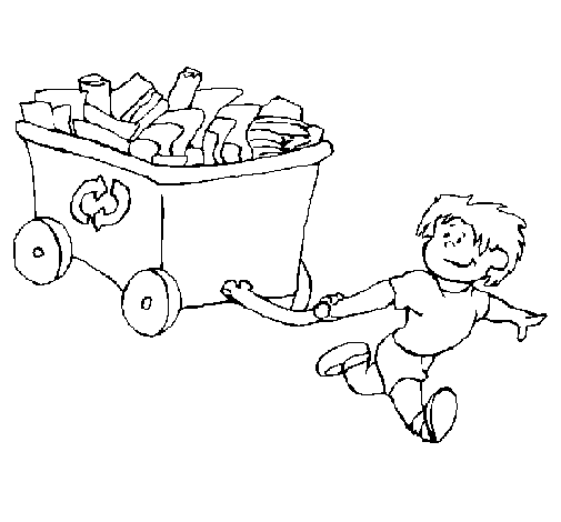 Dibujo de Niño reciclando para Colorear - Dibujos.net