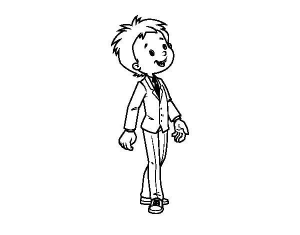 Dibujo de Niño con traje para Colorear - Dibujos.net