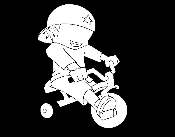 Dibujo de Niño en triciclo para Colorear - Dibujos.net
