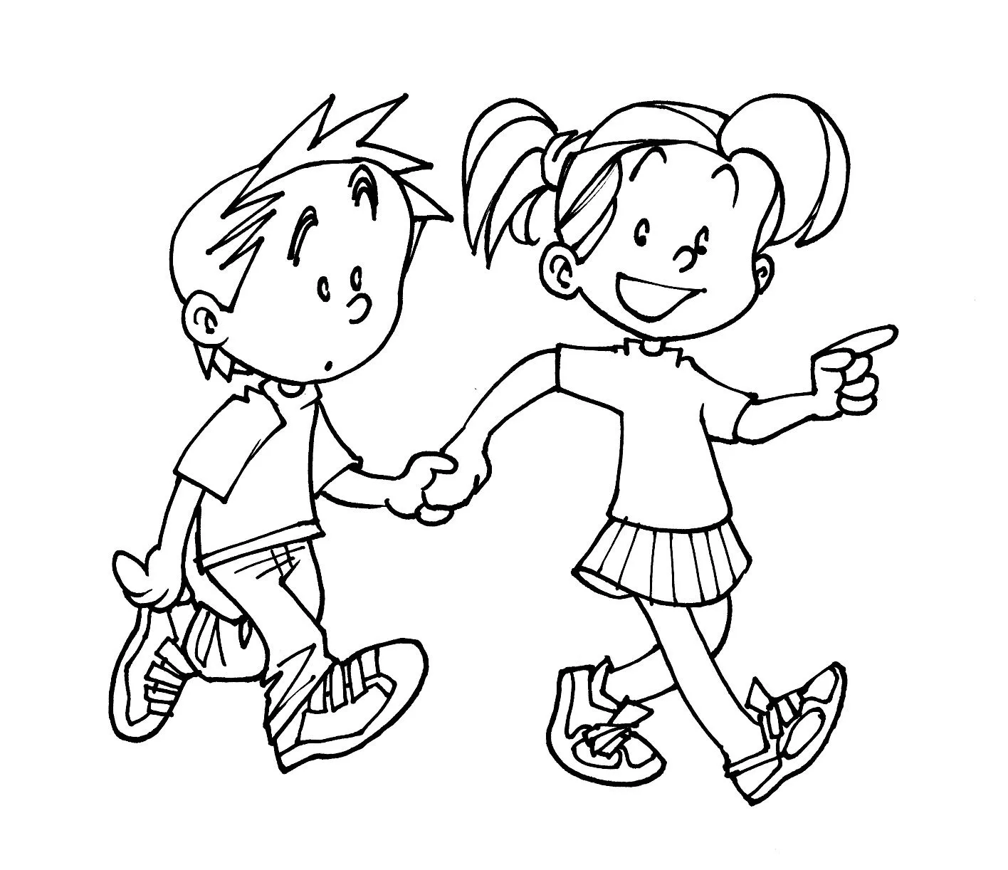 Dibujo de niños caminando - Imagui