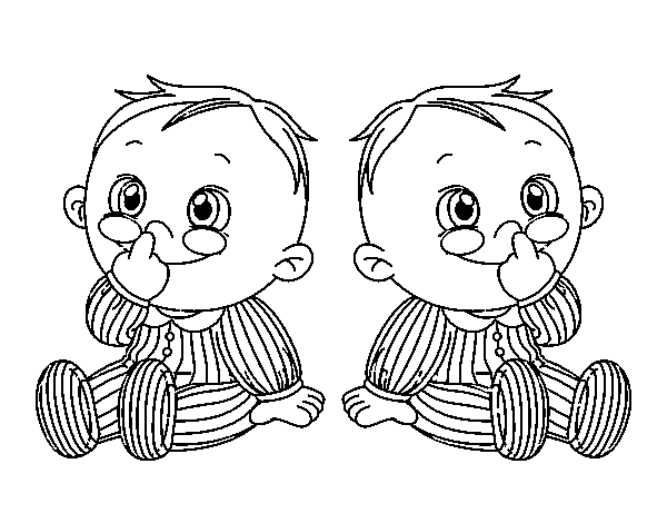 Dibujo de Niños gemelos para Colorear - Dibujos.net
