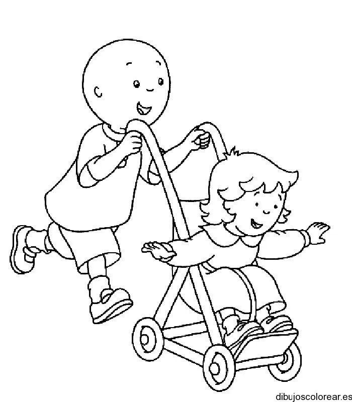 Dibujo de niños jugando con carrito | Dibujos para Colorear