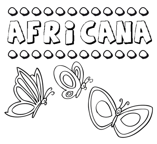 Dibujo del nombre Africana para colorear, pintar e imprimir