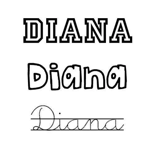 Dibujo del nombre para niñas Diana para colorear - Nombres del ...
