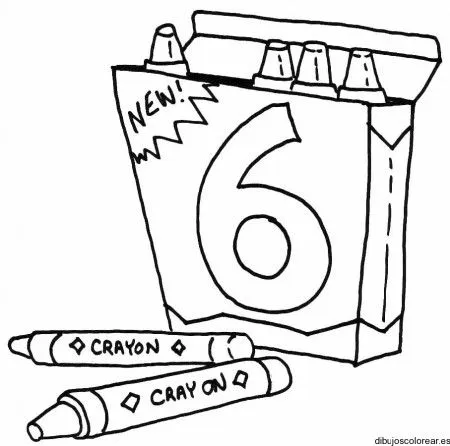 Dibujo del número 6 en un caja de crayones | Dibujos para Colorear