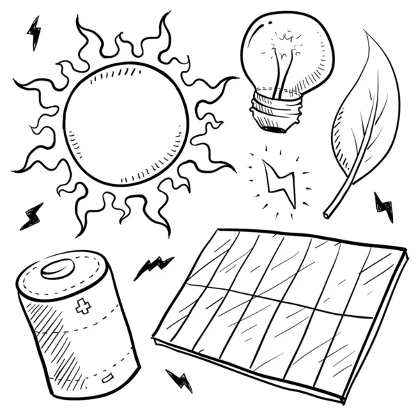 Dibujo de objetos de energía solar — Vector stock © lhfgraphics ...