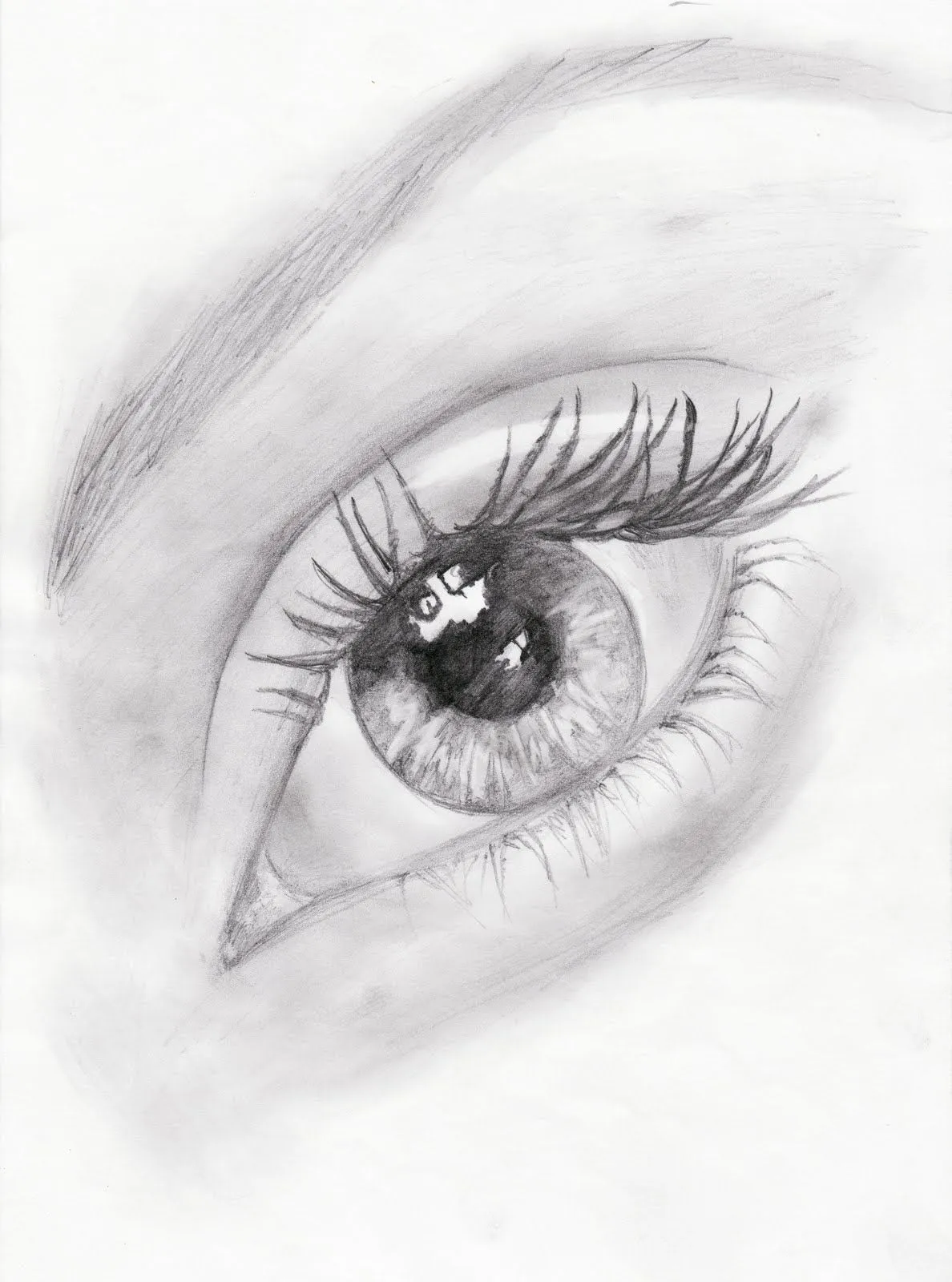 Dibujo de ojo a lápiz grafito. Papel DIN A4. Nayade 2007 © .