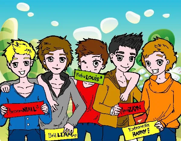 Dibujo de ¡¡¡One Direction en un Día de Campo!!! pintado por Tolla ...