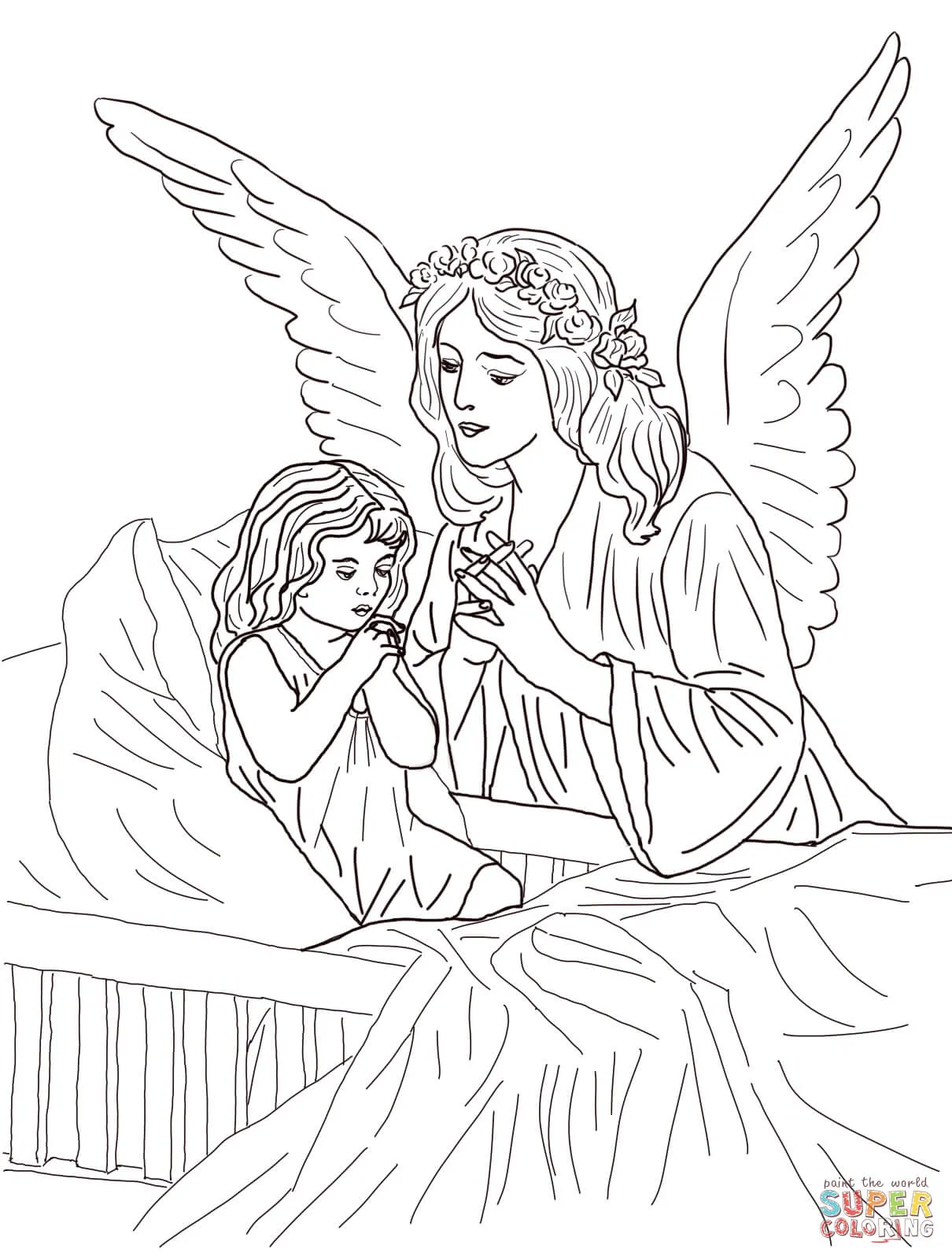Dibujo de Oraciones al Ángel de la Guarda para colorear | Dibujos para  colorear imprimir gratis