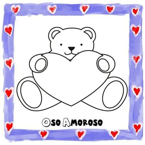 Dibujo de osito con corazón para niños - Dibujos de amor para ...