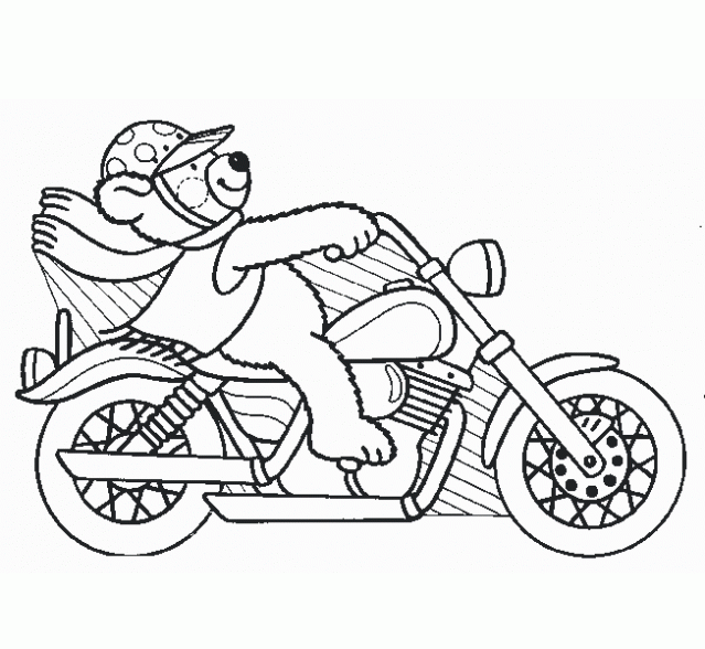 Dibujo de Osito en una moto para colorear. Dibujos infantiles de ...