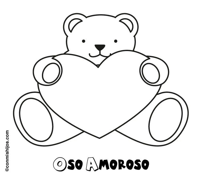 Dibujo de un oso amoroso para colorear con niños