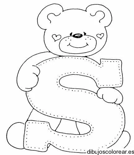 Dibujo de un oso con la letra S | Dibujos para Colorear