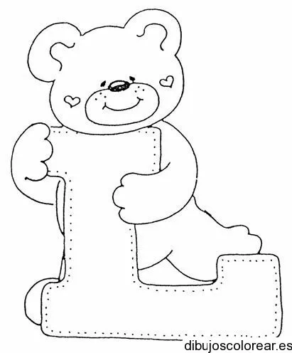 Dibujo de un oso con la letra L | Dibujos para Colorear