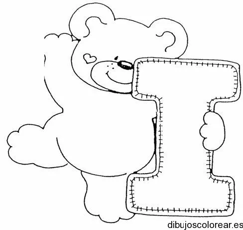 Dibujo de un oso con la letra I | Dibujos para Colorear