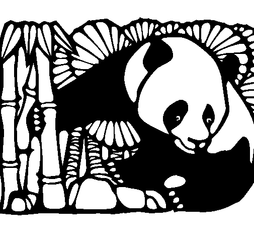 Dibujo de Oso panda y bambú para Colorear - Dibujos.net