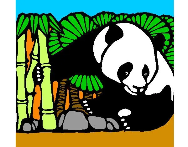 Dibujo de Oso panda y bambú pintado por Sufrit en Dibujos.net el ...