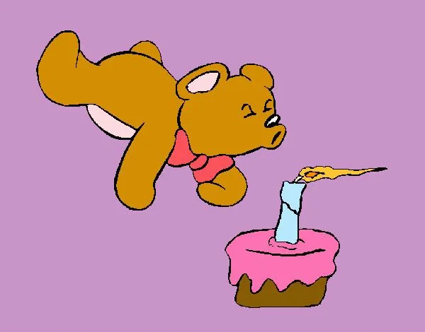 Dibujo de oso soplando una vela de cumpleaños pintado por Raquel99 ...