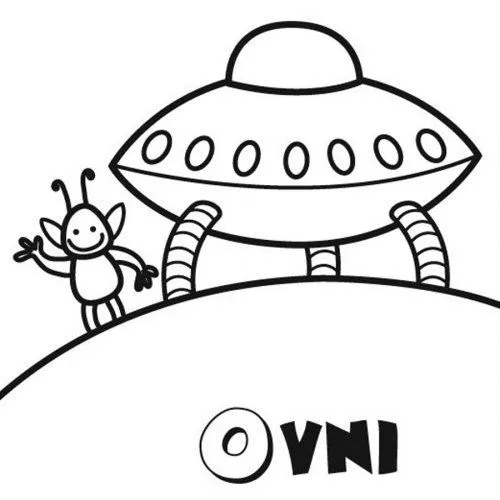Dibujo de un ovni y un alien para pintar - Dibujos de ovnis y ...