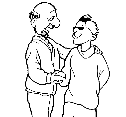 Dibujo de Padre e hijo se estrechan la mano para Colorear ...