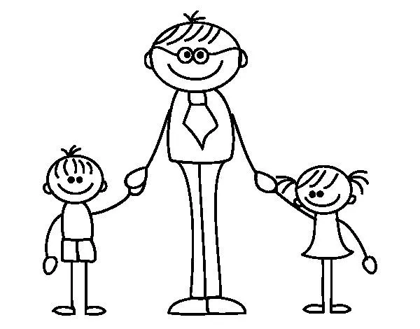 Dibujo de Padre con sus hijos para Colorear - Dibujos.net