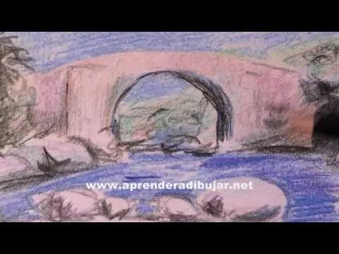 Dibujo de paisaje con lápices de colores - Cómo dibujar paisajes ...