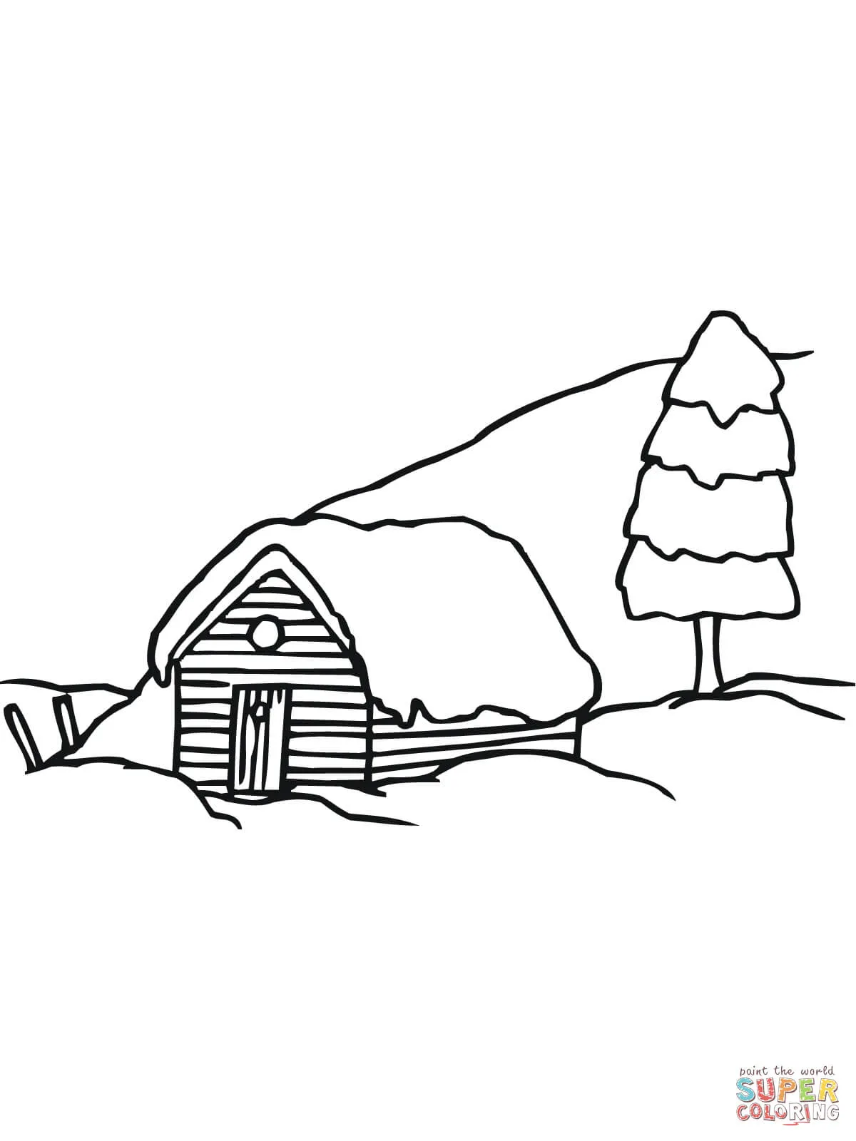 Dibujo de Paisaje Rural Sueco en Invierno para colorear | Dibujos ...