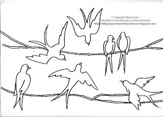 Dibujo de pájaros para imprimir y colorear para niños