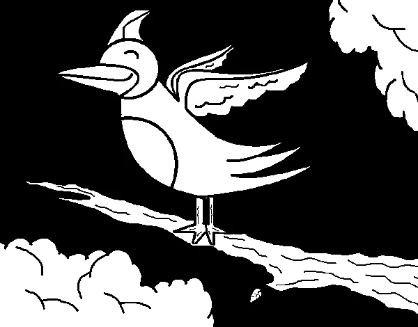 Dibujo de Pájaro en arbol para Colorear - Dibujos.net