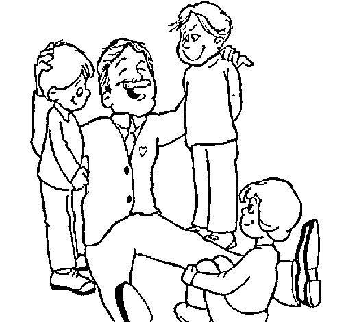 Dibujo de Papa con sus 3 hijos para Colorear - Dibujos.net