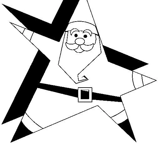 Dibujo de Papa Noel en forma de estrella para Colorear - Dibujos.net