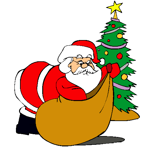Dibujo de Papa Noel repartiendo regalos pintado por Color en ...