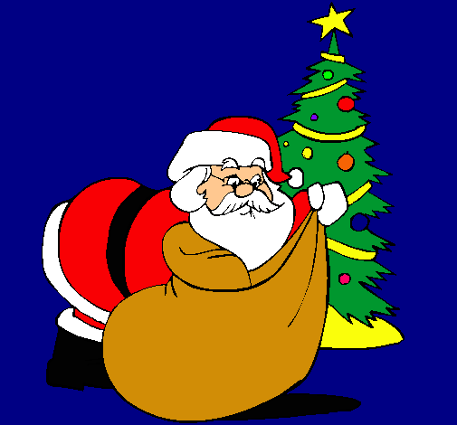Dibujo de Papa Noel repartiendo regalos pintado por Makarena2000 ...