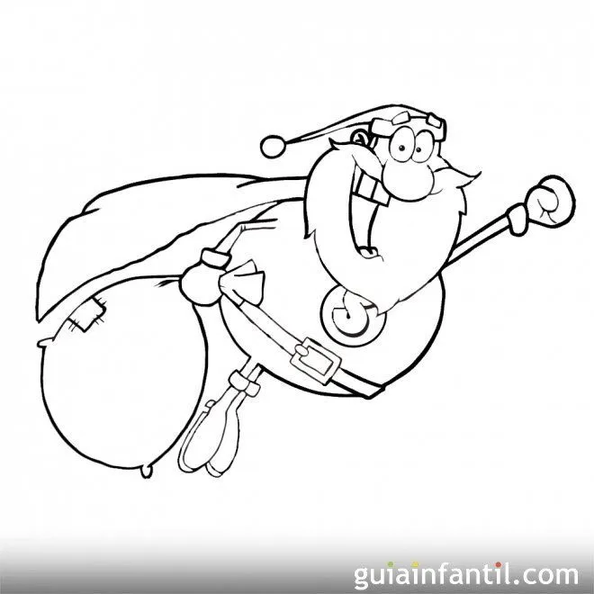 Dibujo de Papá Noel volando para colorear en Navidad - Dibujos de ...