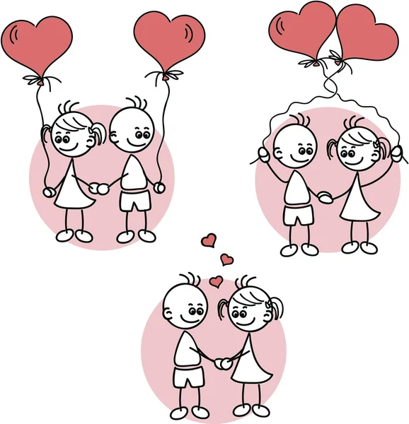 Dibujo de pareja de enamorados, un niño — Vector stock ...