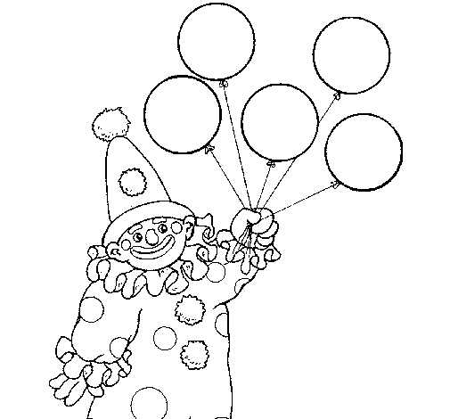 Dibujo de Payaso con globos para Colorear - Dibujos.net