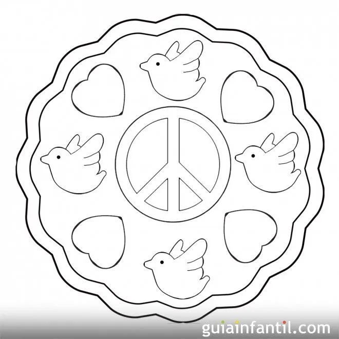 Dibujo de la paz con palomas y corazones - 10 Mandalas de la paz ...