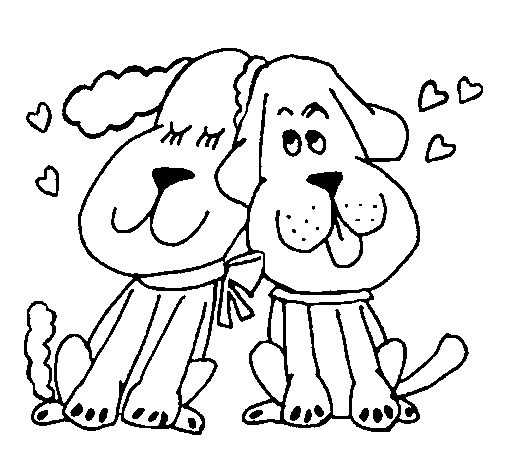 Dibujo de Perritos enamorados para Colorear - Dibujos.net
