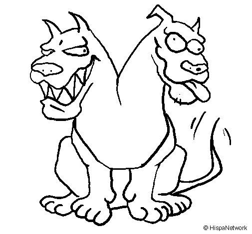 Dibujo de Perro de dos cabezas para Colorear - Dibujos.net