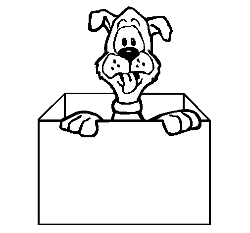 Dibujo de Perro dentro de caja para Colorear - Dibujos.net