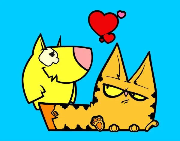 Dibujo de Perro y gato enamorados pintado por Charito en Dibujos ...